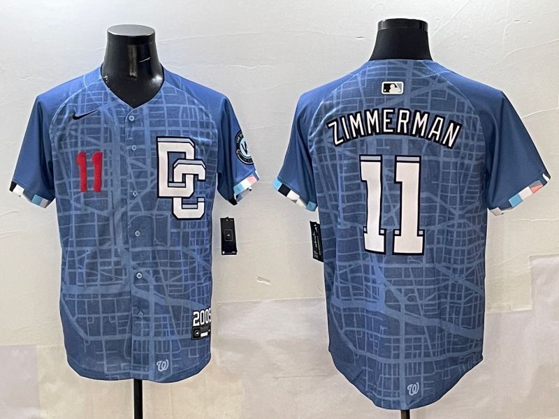 Men Washington Nationals 11 Zimmerman Blue Joint Name 2025 Nike MLB Jersey style 1